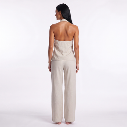 Women's Halter Neck Casual Set — white back view