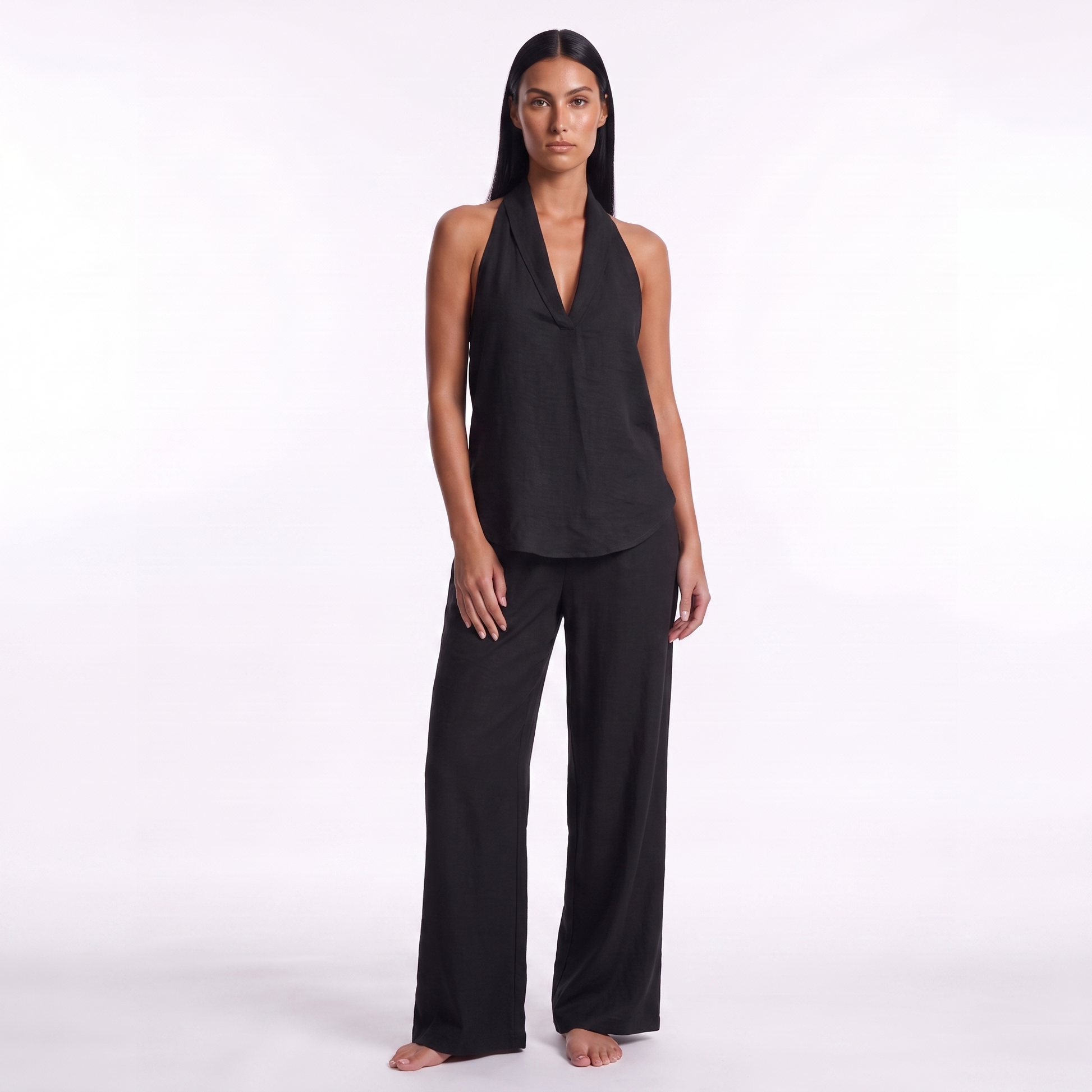 Women's Halter Neck Casual Set — black