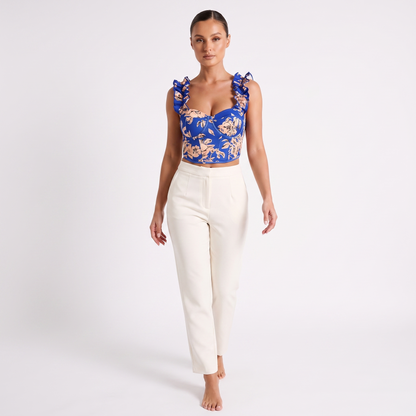 Maeve Women's Floral Corset Top, V-Neck Padded Lace-Up Back Vest Top