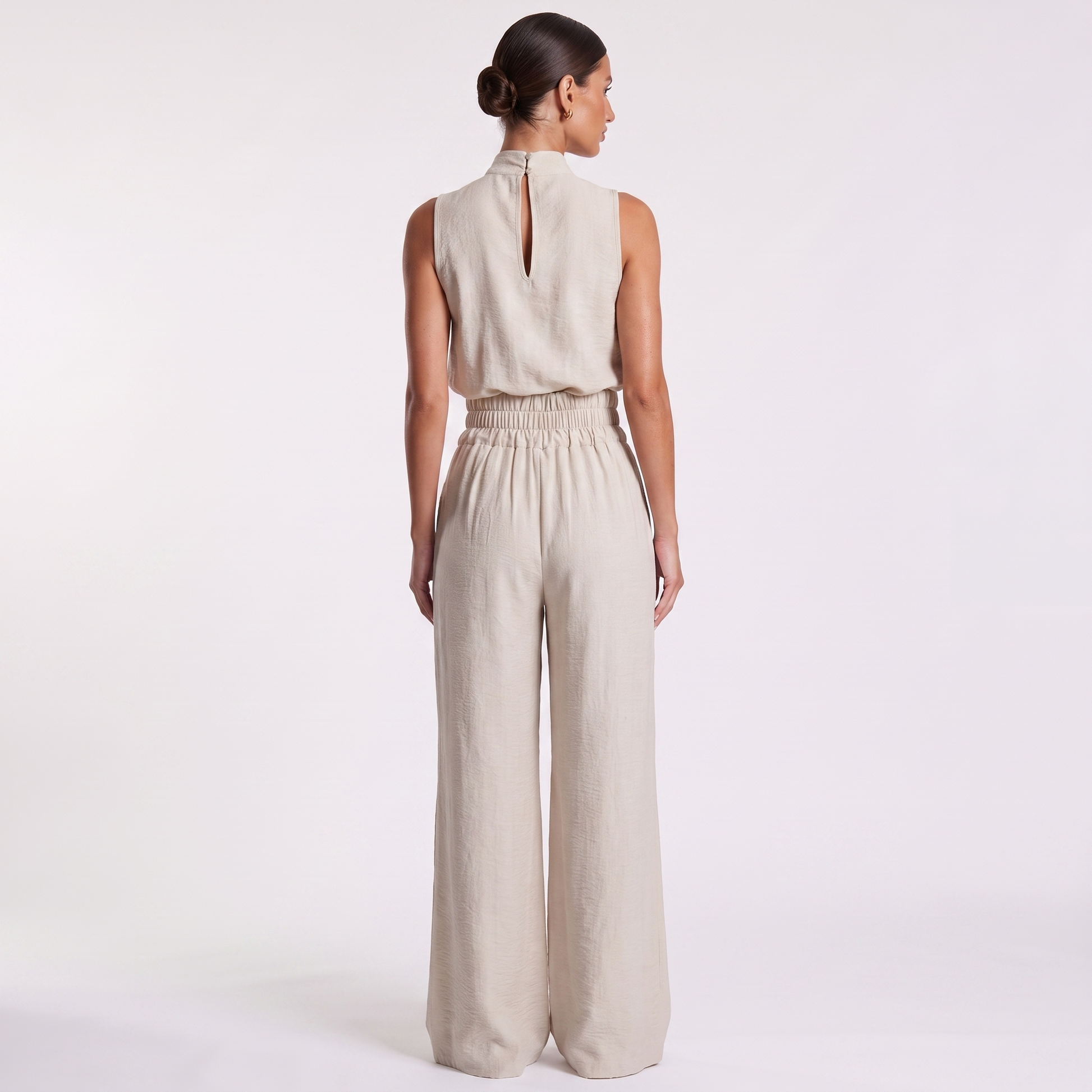 Sleeveless Cotton Linen Set — back