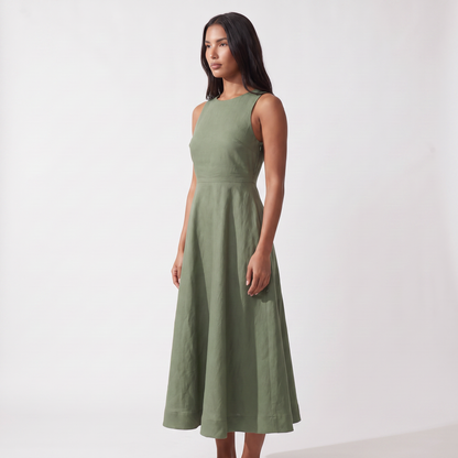 Maeve Women's Sleeveless A-Line Midi Dress, green - three quarter