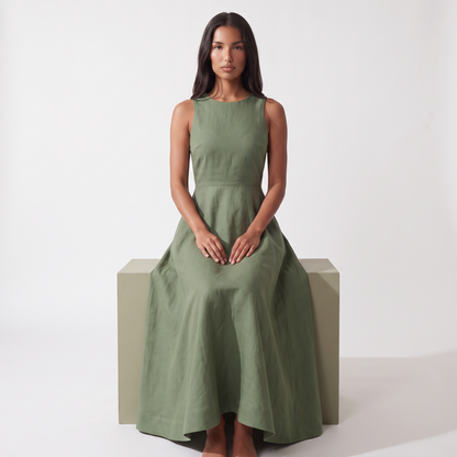 Maeve Women's Sleeveless A-Line Midi Dress, green - seated