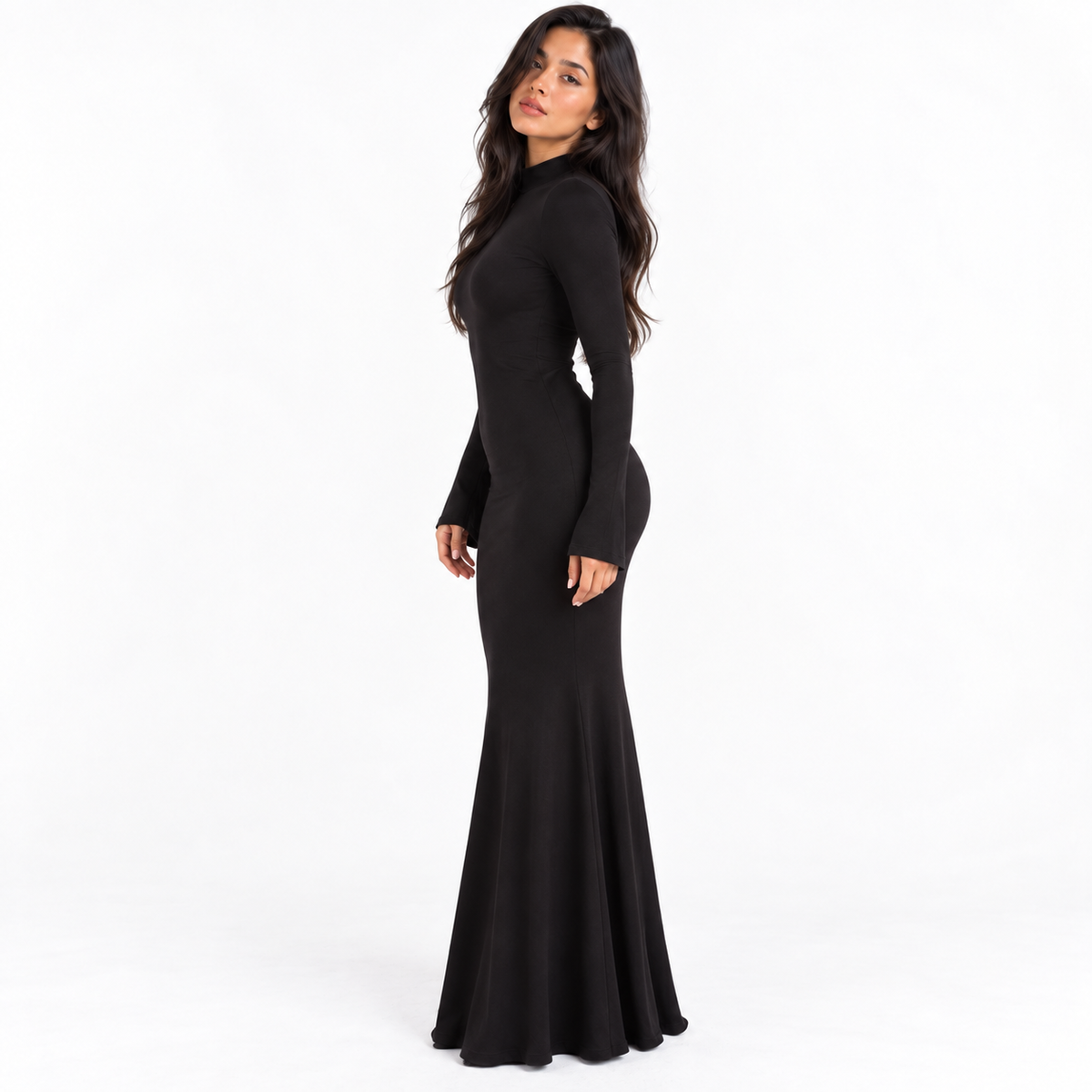 Womens Knit Dress — black k23d36258 three quarter