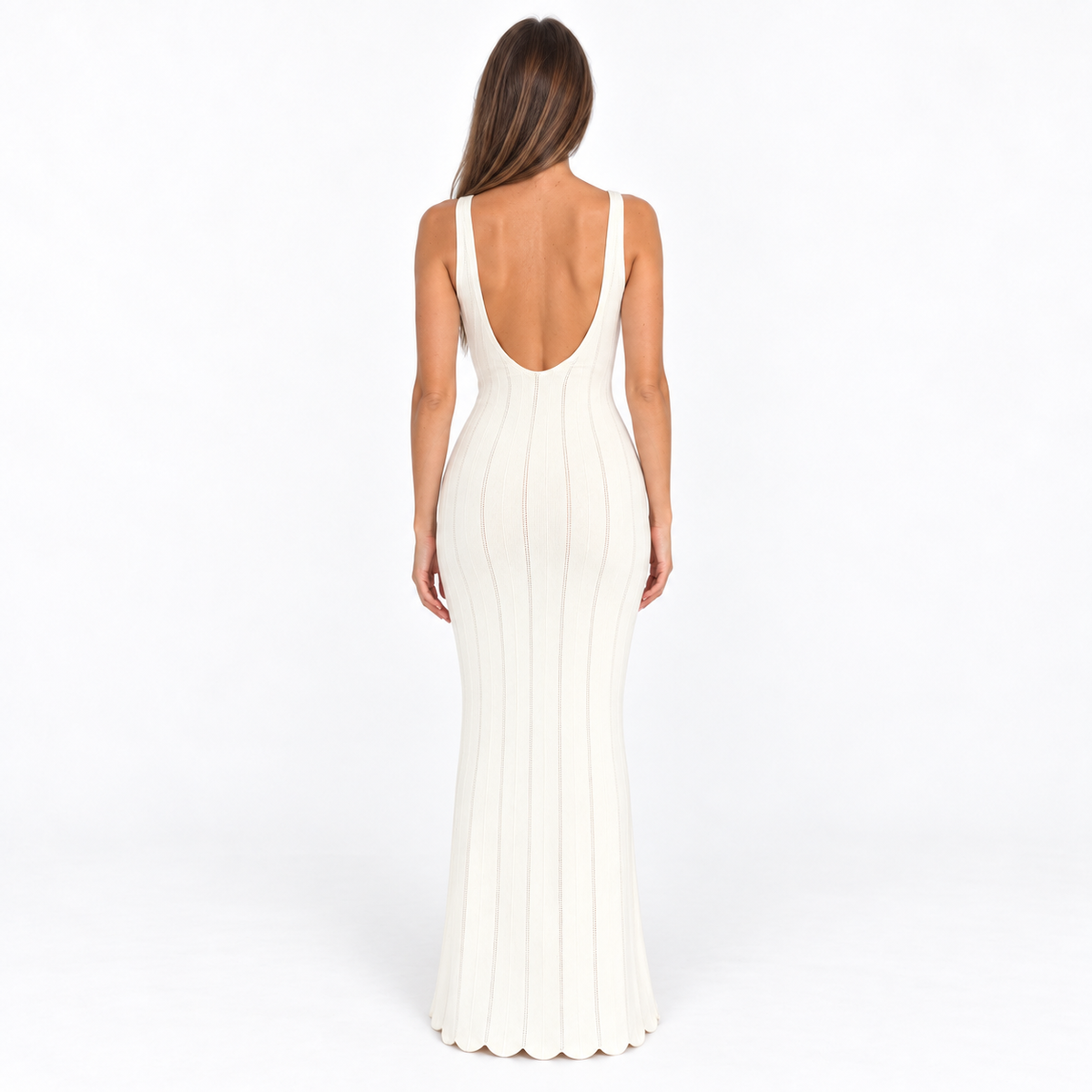 Womens Sleeveless Knit Dress — white back