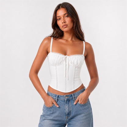 SU00012125 White lace-panel corset top variant hero