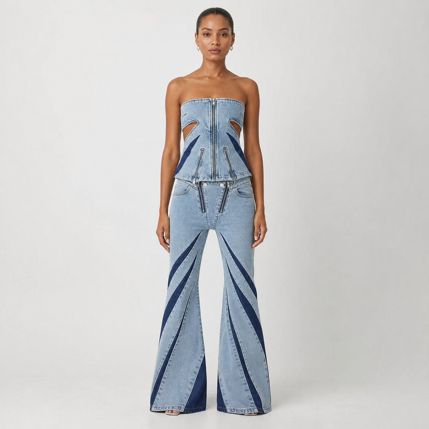 Stitching Tube Top Stretch Washed Jeans – gallery – hero
