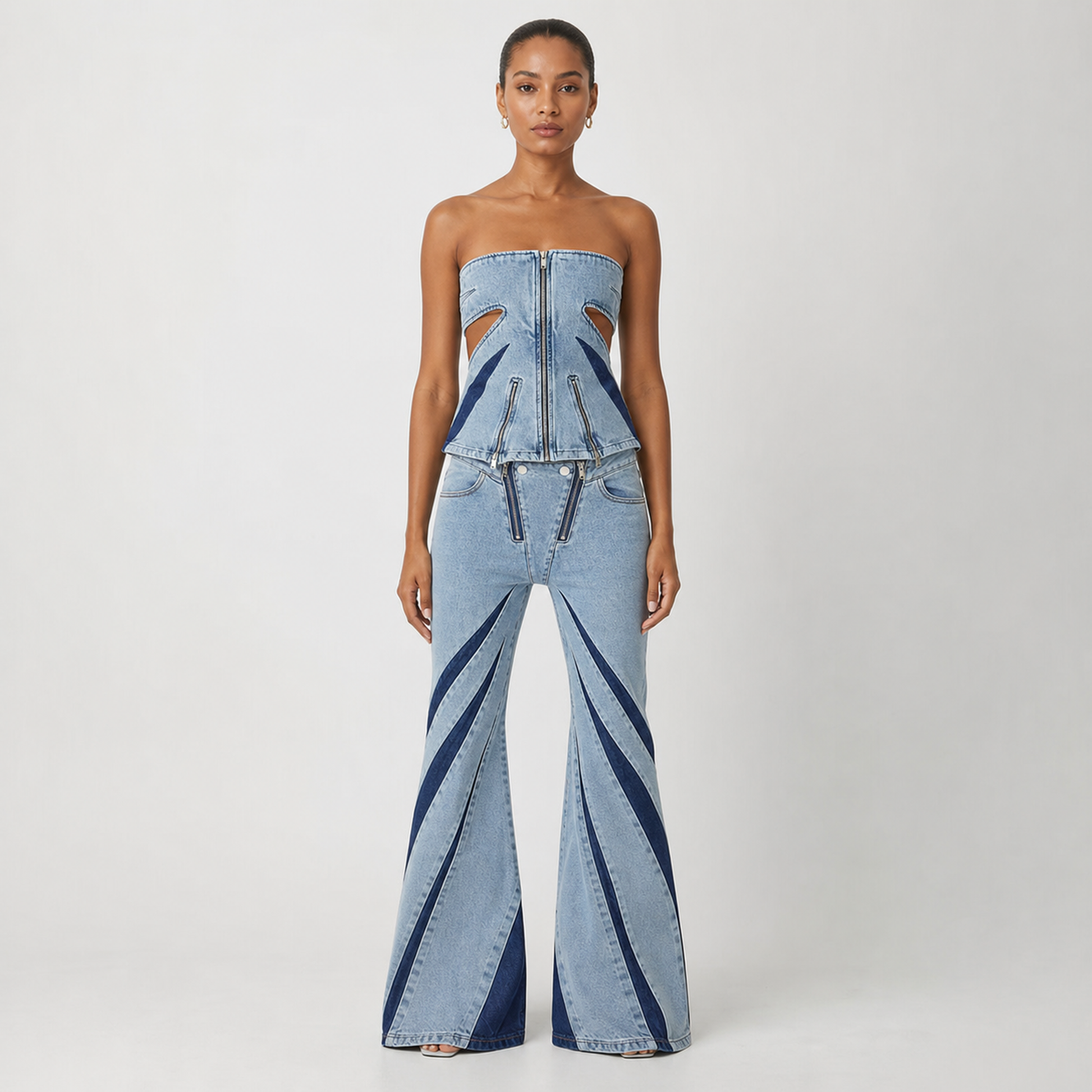 Stitching Tube Top Stretch Washed Jeans – gallery – hero