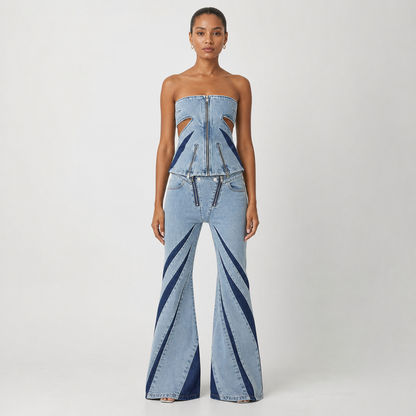 Stitching Tube Top Stretch Washed Jeans – gallery – hero