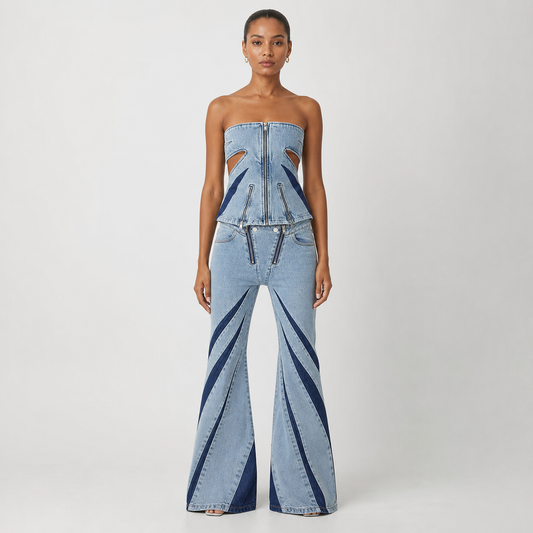 Stitching Tube Top Stretch Washed Jeans – gallery – hero
