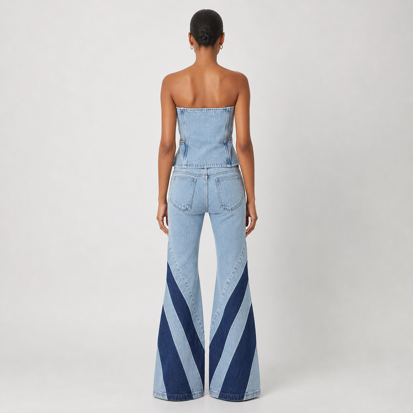 Stitching Tube Top Stretch Washed Jeans – gallery – back