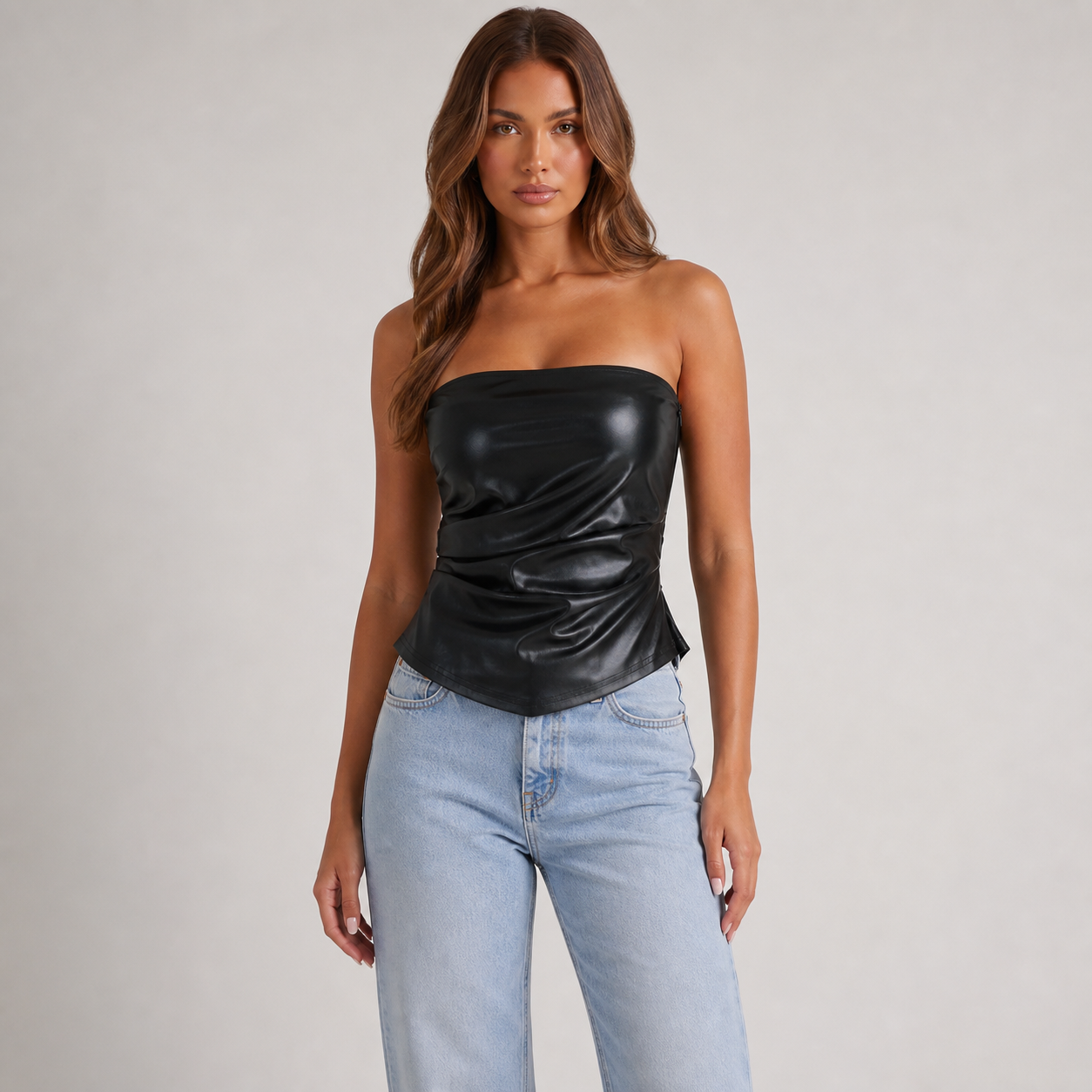PU tube top – Black – construction emphasis