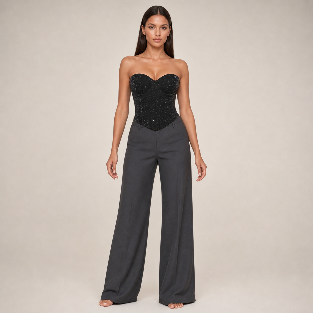 Sequin Strapless Tube Top – Black – hero