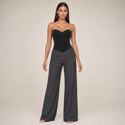 Sequin Strapless Tube Top – Black – hero