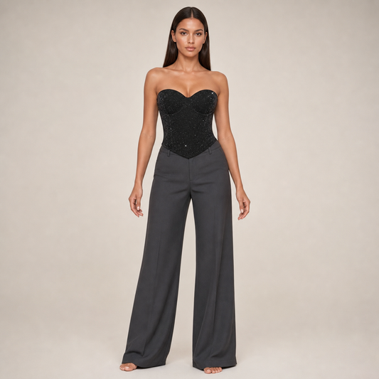 Sequin Strapless Tube Top – Black – hero