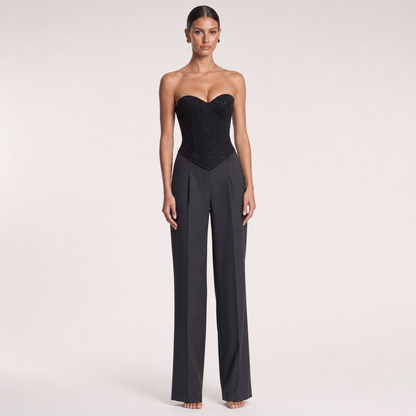 Sequin Strapless Tube Top – Black – full model