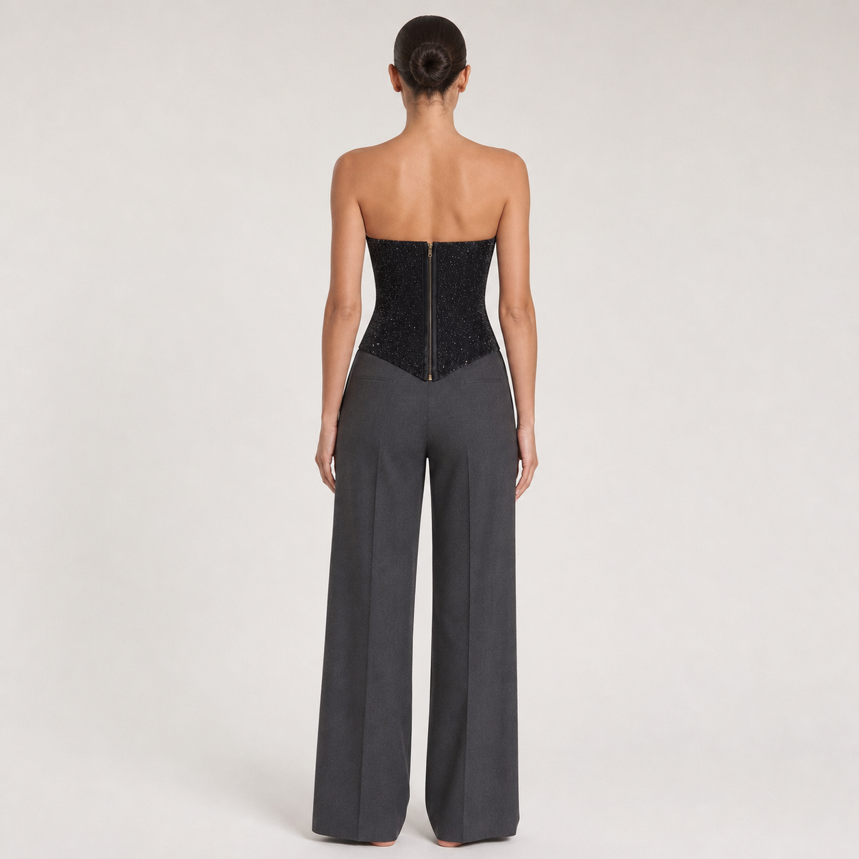Sequin Strapless Tube Top – Black – back