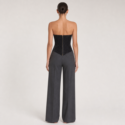 Sequin Strapless Tube Top – Black – back
