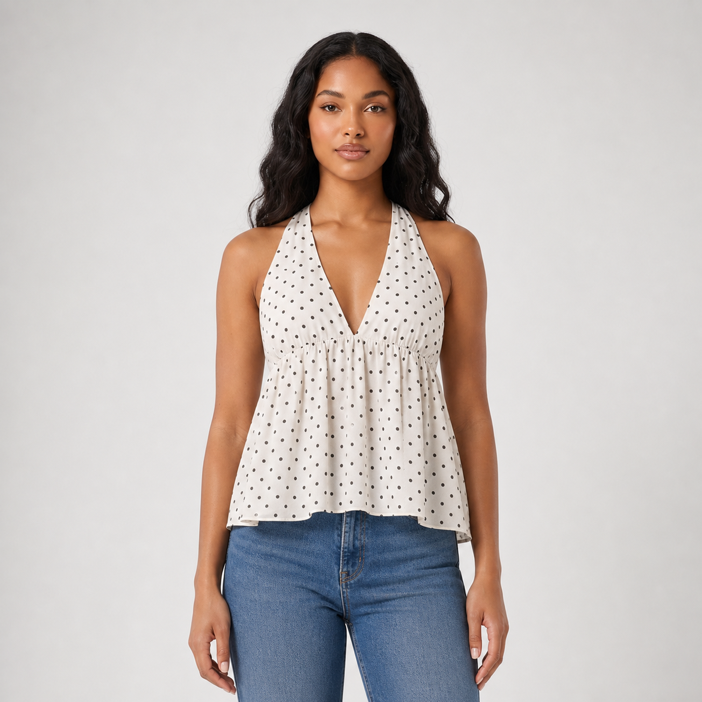 Sleeveless Halter Cute Women's Vest Top – White – hero