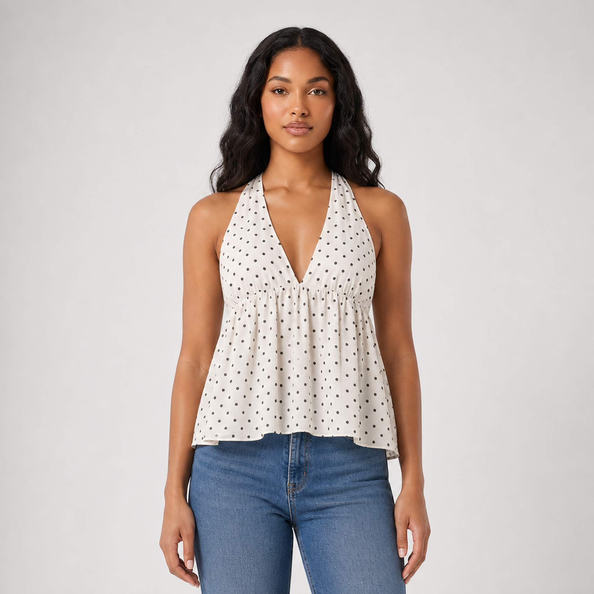 Sleeveless Halter Cute Women's Vest Top – White – hero