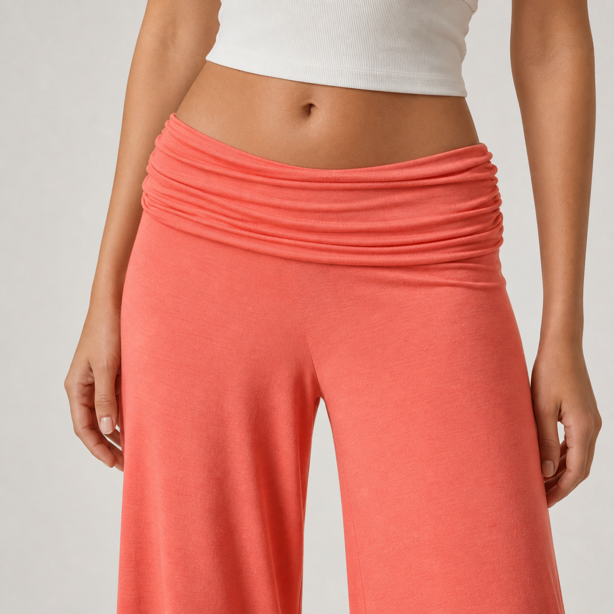 Wide-Leg Yoga Pants – Orange – detail