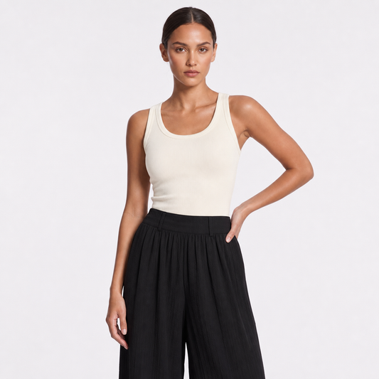 Womens High Waisted Linen Wide Leg Trousers – Black – variant hero