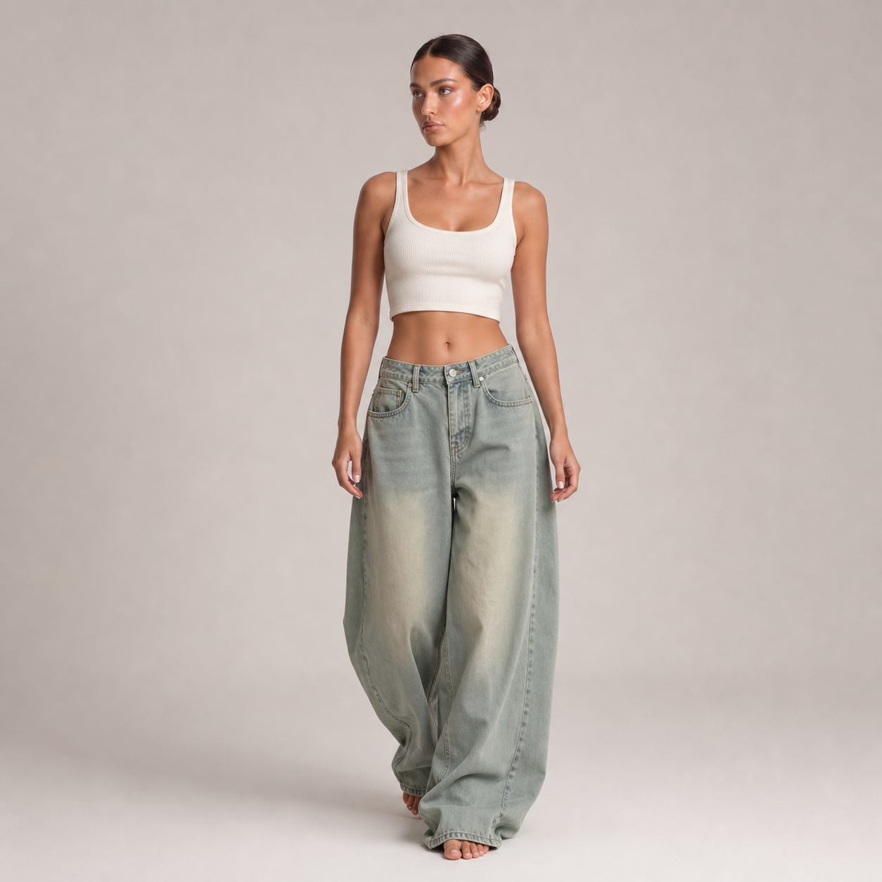 Women's Wide-Leg Denim Pants – Light blue – variant hero