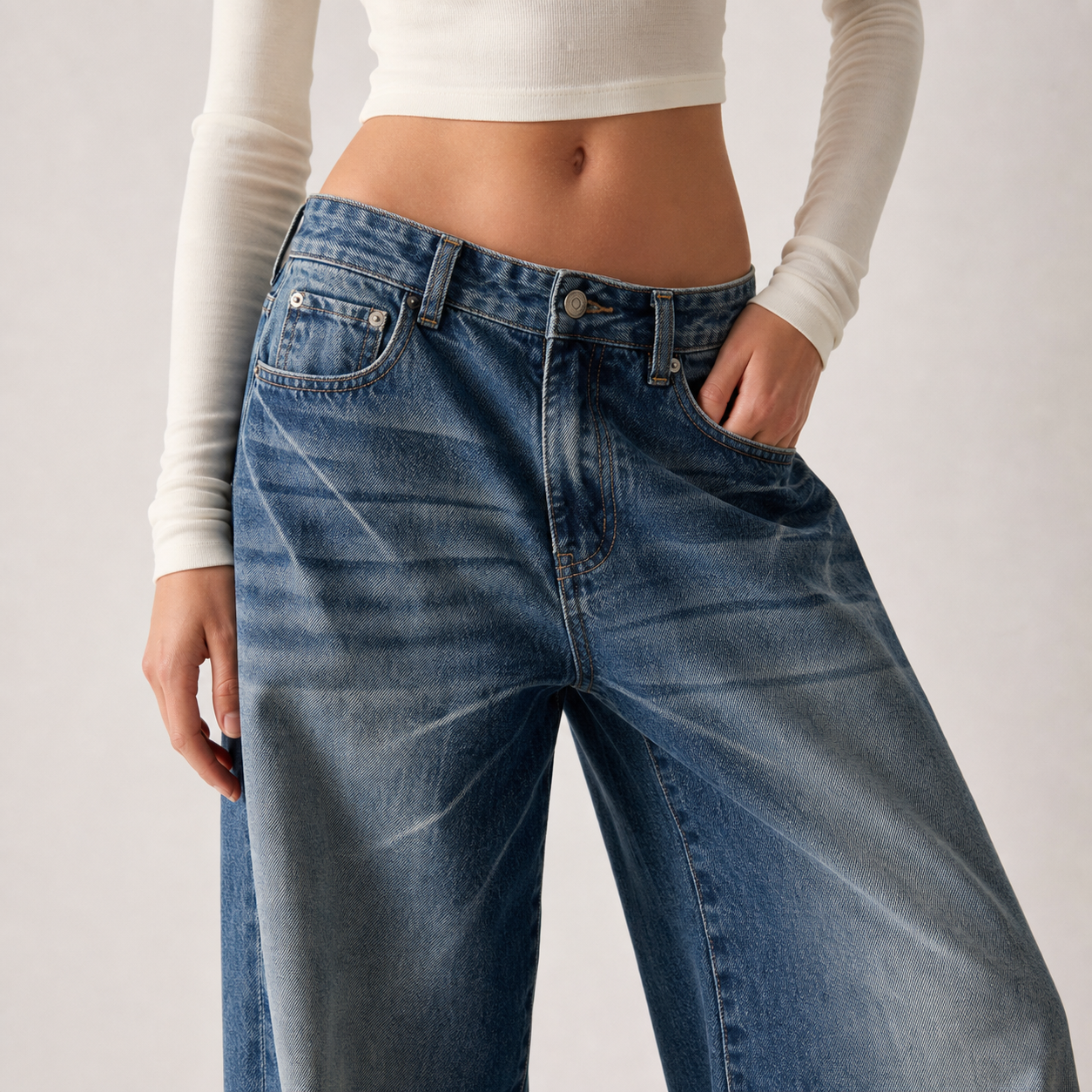 Wide-Leg Pants – Retro blue – detail