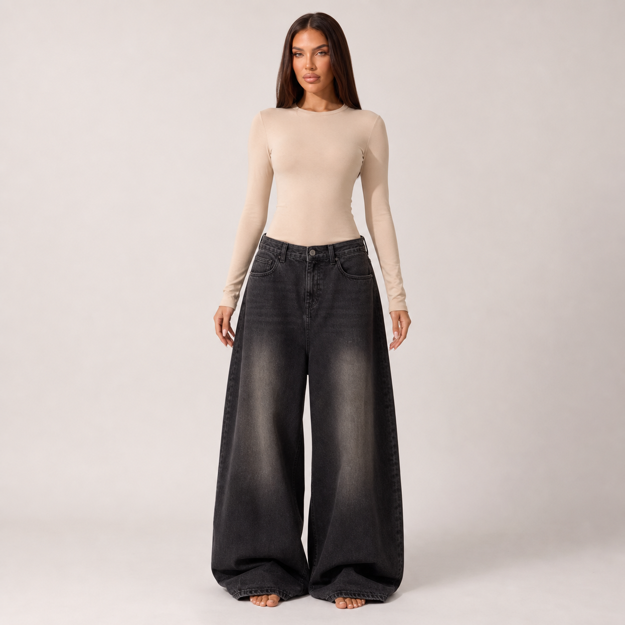 Pair with wide-leg pants – Black – full model