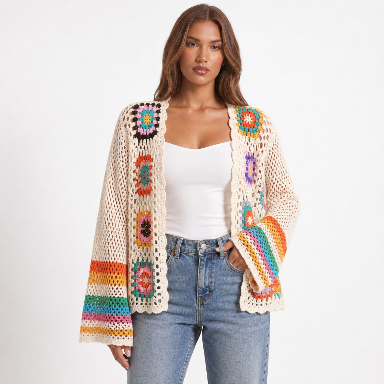 Handmade Crochet Knitted Cardigan – Apricot – hero