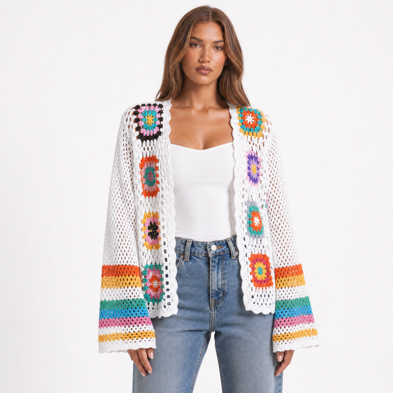 Handmade Crochet Knitted Cardigan – White – variant hero