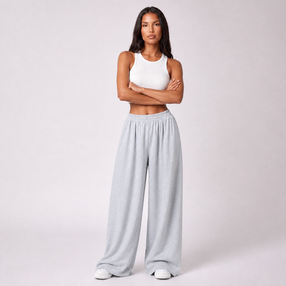 Maeve wide-leg trousers Grey studio view