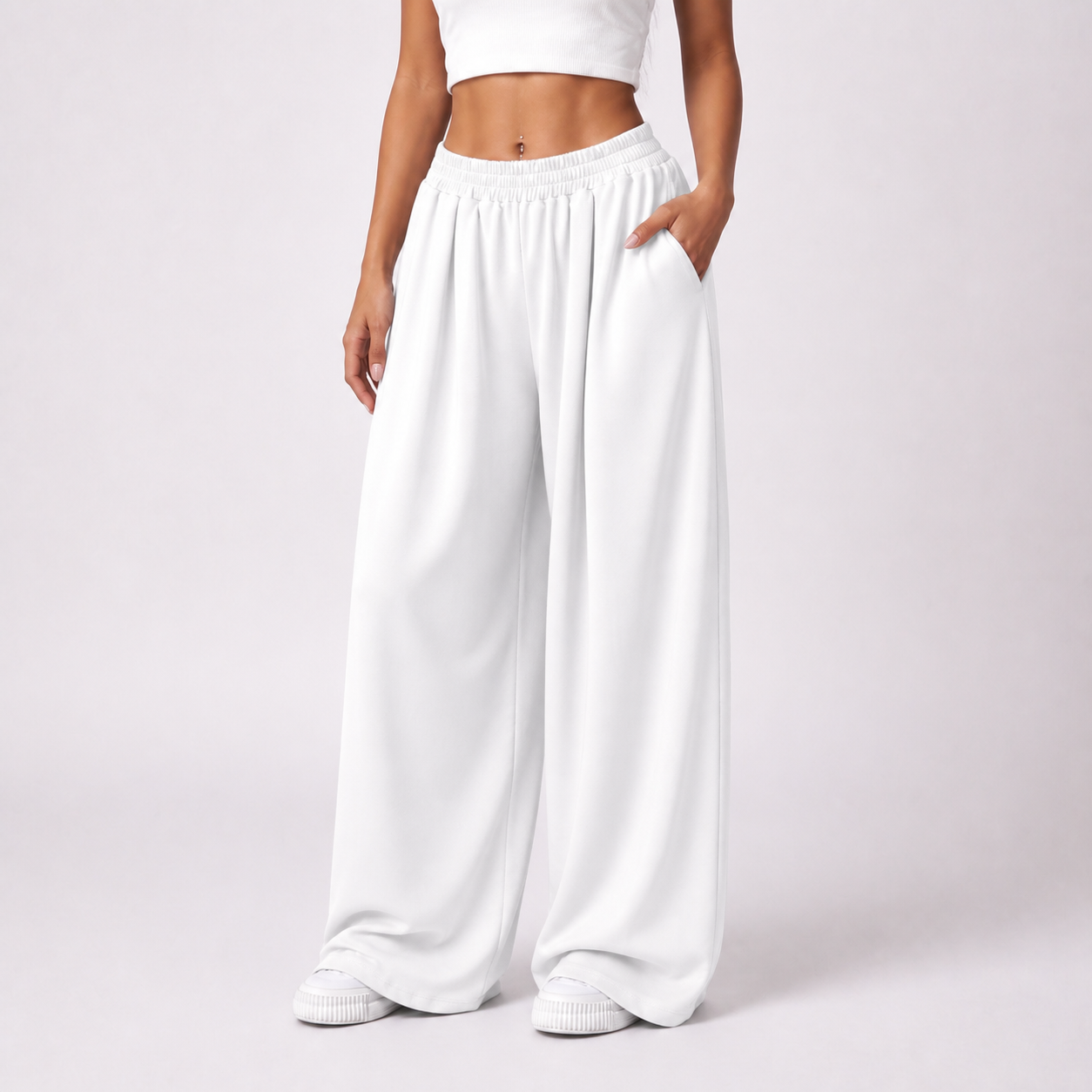 Maeve wide-leg trousers White detail studio view
