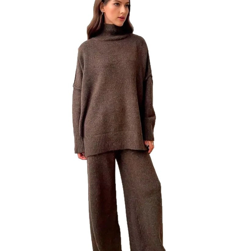 Maeve Women's Knitted Co-Ord Set - High-Neck Jumper & Trousers