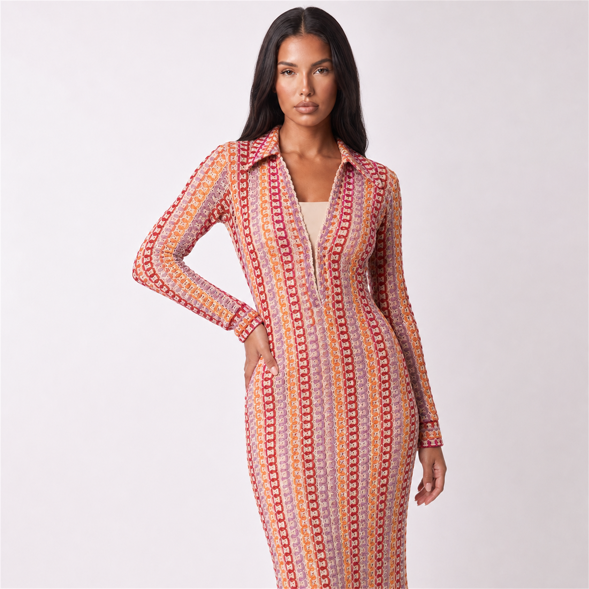 Women’s crochet dress in red – colour hero