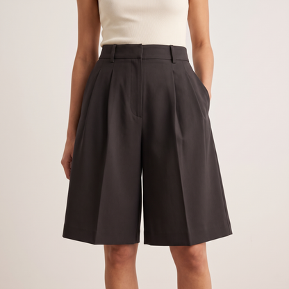 High Waisted Casual Suit Shorts for Women - Black hero