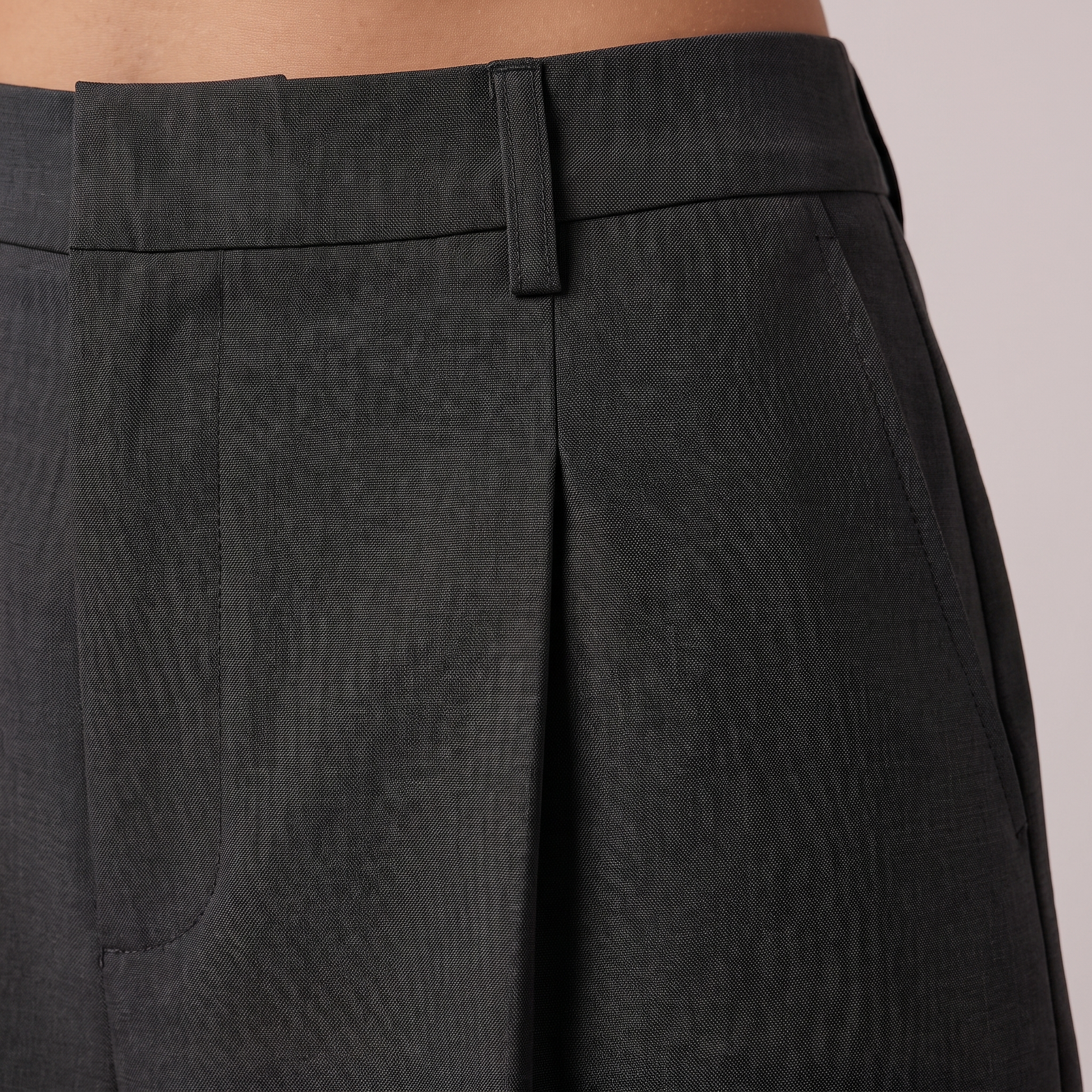 High Waisted Casual Suit Shorts for Women - Black waistband detail