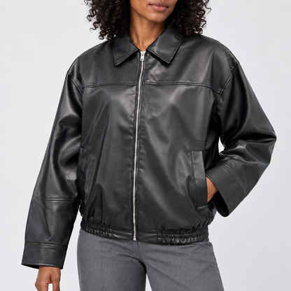 Womens Bomber Jacket — Black — detail