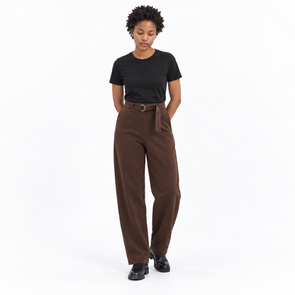 Velvet Bomber Jacket and Pants — Brown pants — front — studio 5-4