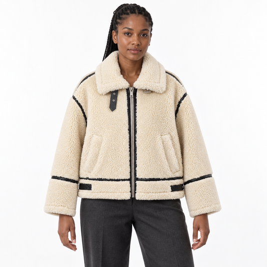 Women's Fleece Motorcycle Jacket — Jacket — front — studio 9-1