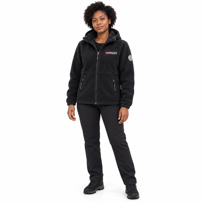 Hooded Fleece Jacket for Men and Women — Black — front — studio 10-1
