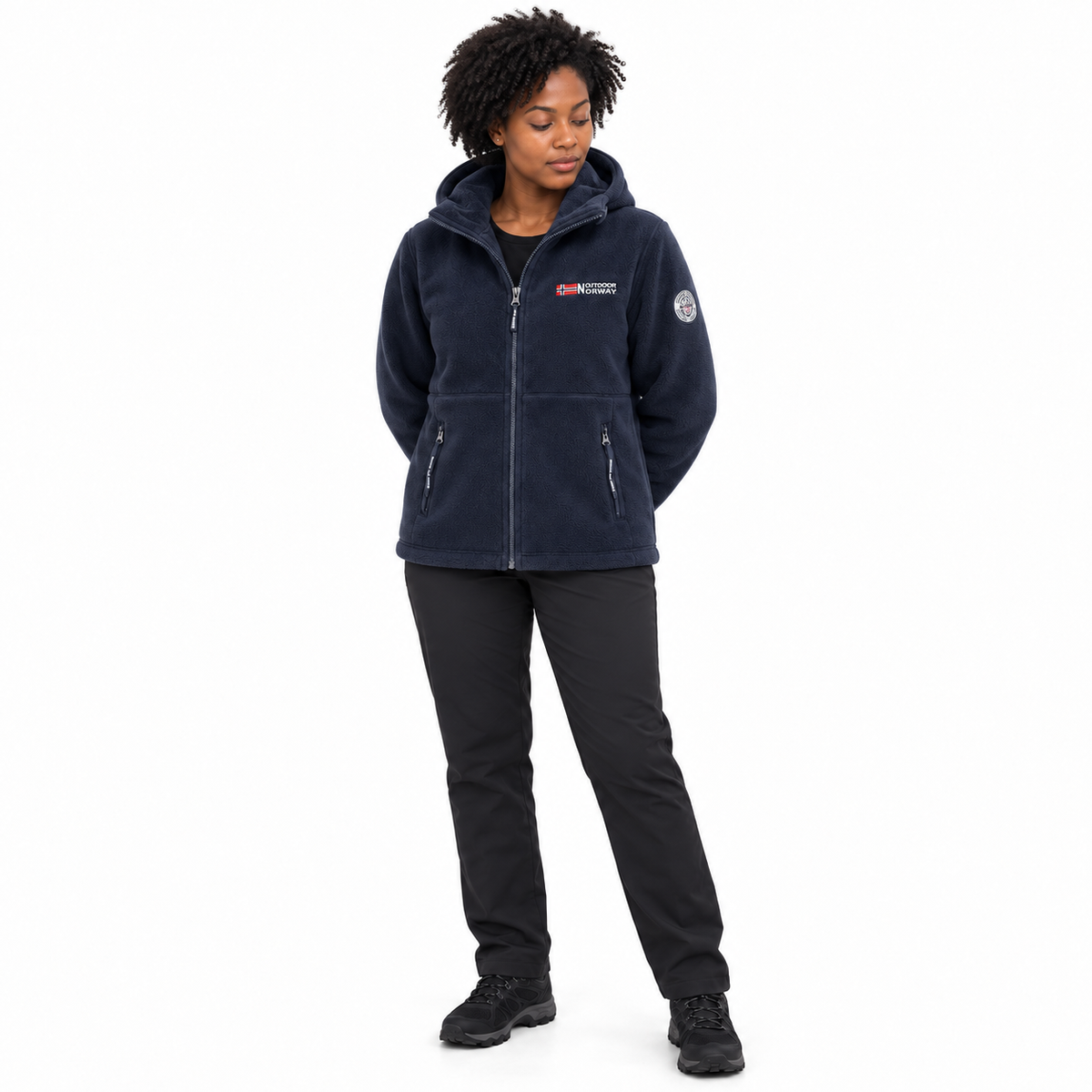 Hooded Fleece Jacket for Men and Women — Blue — front — studio 10-5