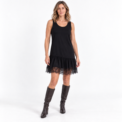 Womens Knit Top and Dress — Black Skirt — front — studio 44-4